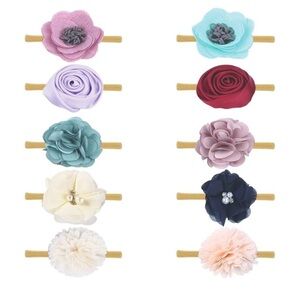 Fancy Clouds Baby Girl Floral Headbands Hair Accessories Set of 10 - Ages 0-6